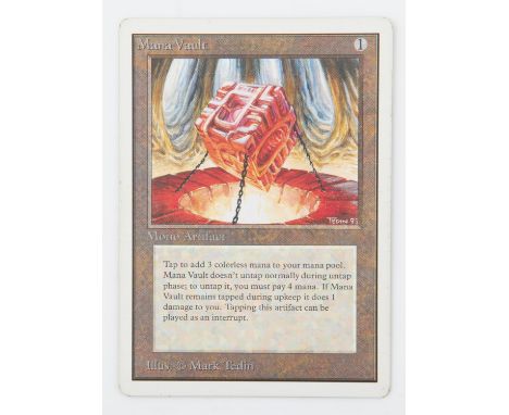 Magic The Gathering TCG Mana Vault card. Unlimited (1993). Provenance: property of a Magic The Gathering trading card player 