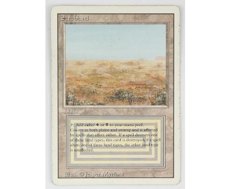 Magic The Gathering - Scrubland - Revised (1994) This card is in Played condition. It has black dots around the front boarder