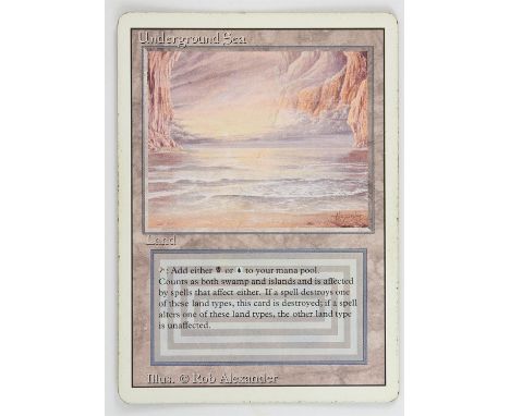 Magic The Gathering - Underground Sea - Revised (1994) This card is in Poor condition. It has black dots around the front boa