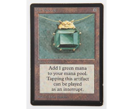 Magic The Gathering TCG. Mox Emerald. Beta Mox Emerald card (1993). An iconic rare piece of the power nine from the beta set.