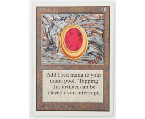 Magic The Gathering TCG Mox Ruby. Unlimited Mox Ruby card (1993). Provenance: property of a Magic The Gathering trading card 