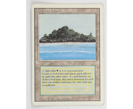 Magic The Gathering - Tropical Island - Revised (1994) This card is in Light Played condition. It has black dots around the f