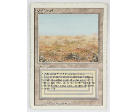 Magic The Gathering - Scrubland - Revised (1994) This card is in Light Played condition. It has black dots around the front b