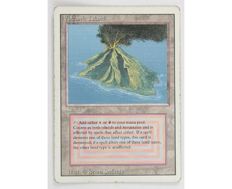 Magic The Gathering - Volcanic Island - Revised (1994) This card is in Played condition. It has black dots around the front b
