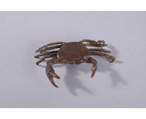 A BRONZE OKIMONO OF A CRAB, 9cm wide.