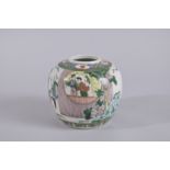 A 19TH CENTURY CHINESE FAMILLE VERTE PORCELAIN JAR, painted with various figures, base with four-