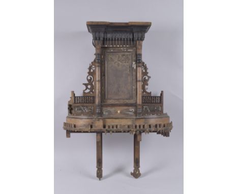 A SPANISH 'ALHAMBRA' QURAN CABINET, with traces of mother of pearl inlay, (af), 81cm x 55cm.