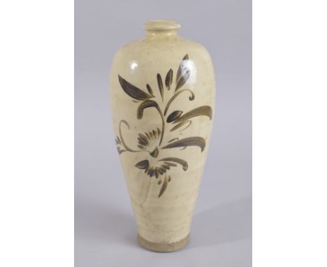A CHINESE BROWN GLAZED POTTERY MEIPING VASE, probably 19th century, 32cm high.
