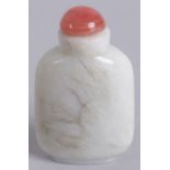 A 20TH CENTURY CHINESE WHITE JADE SNUFF BOTTLE, 6cm high.