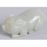 A 20TH CENTURY CHINESE CARVED JADE PIG, 6.5cm long.