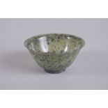 A CHINESE SPINACH JADE BOWL, 9.8cm diameter.