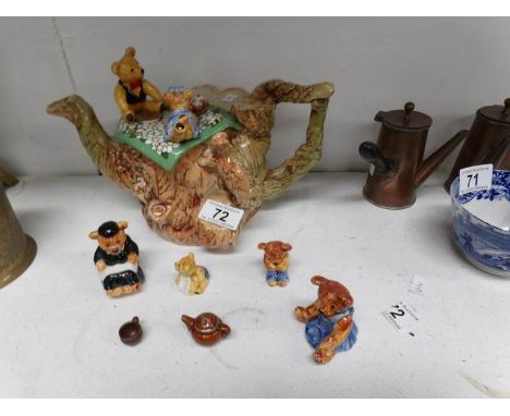 A Cardew limited edition 'Teddy bears picnic' teapot including mum, gran, babies, teapot and cup