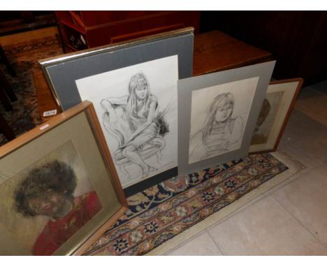 4 portrait drawings by M Donington