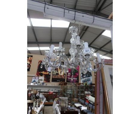 A 9 light glass chandelier