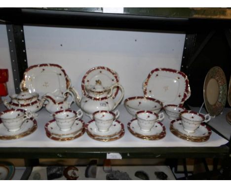 Approximately 28 pieces of Victorian tea ware (teapot a/f)