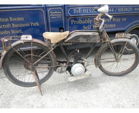 A late 1920's Money & Goyan Z147 motorcycle in barn find condition with original engine, ripe for restoration