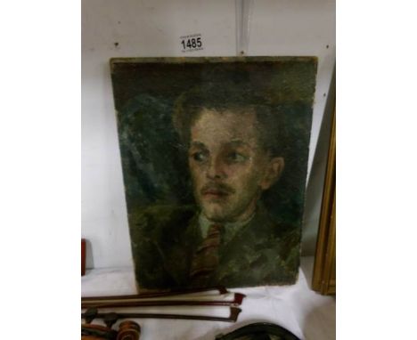 A Northern school oil on card portrait mounted on board