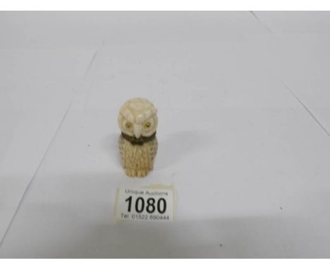 A bone owl snuff box