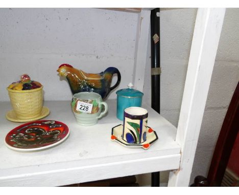 A mixed lot including Poole, Carltonware, Tony Wood teapot etc