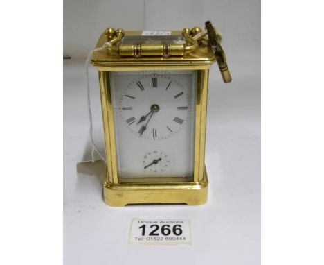 A brass carriage clock