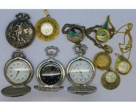 Pendant watches, pocket watches and a ring watch