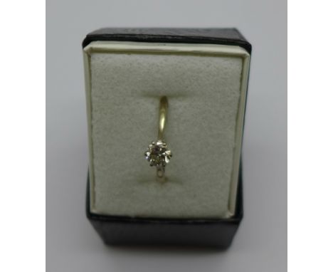 An 18ct gold solitaire ring, approximately 0.50 carat diamond weight, 2.5g, N