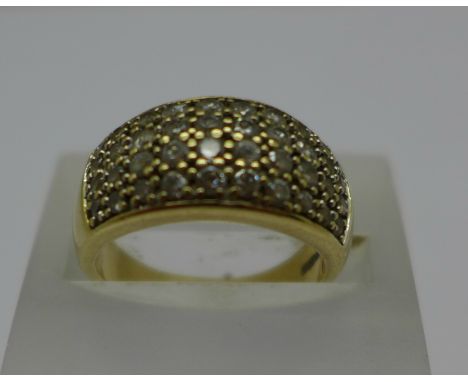 A 9ct gold and cubic zirconia ring, 5.4g, N