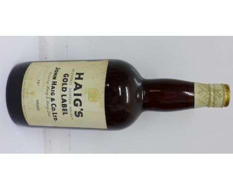 A bottle of vintage Haig Gold Label whisky