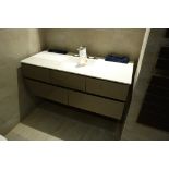 A VitrA Wall Hung Vanity Unit with Sink, Mixer Tap and 4 drawers, 1200mm w x 560mm dp x 430mm h.