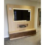 A Fitted Storage/TV Unit with 2 drawers, accessory shelf and 14 small shelves to sides, 1835mm w x