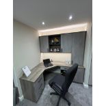 A Fitted Desk/Workstation comprising: 3 drawer Unit; Drawer and Cupboard Unit; Tall Cupboard with