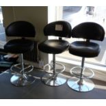 3 Faux Leather and Chrome Breakfast Bar Stools.