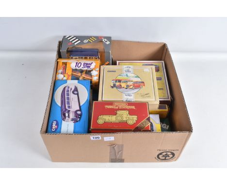 A COLLECTION OF BOXED DIECAST COMMERCIAL MODELS, to include Corgi models, three Bedford Type OB Coaches, a Bedford Coach set 