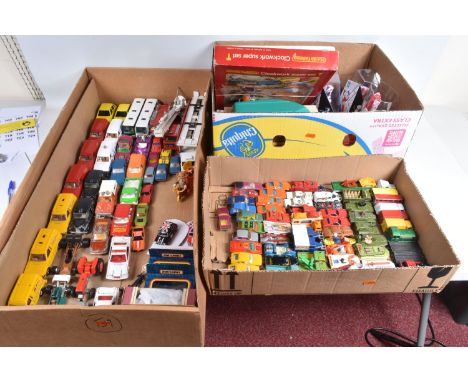 AQUANTITY OF UNBOXED AND ASSORTED PLAYWORN DIECAST VEHICLES, to include, Corgi Major Toys Ford Transcontinental articulated C