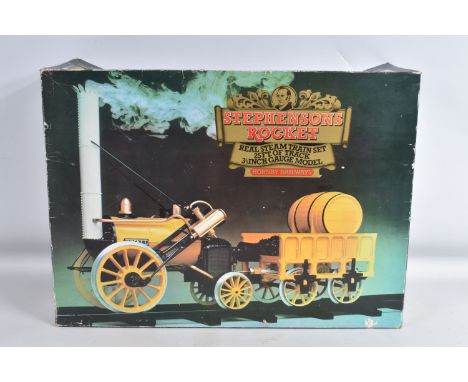 A BOXED HORNBY RAILWAYS 3½ INCH GAUGE LIVE STEAM STEPHENSONS ROCKET TRAIN SET, No.G100, not tested, looks to have been run bu
