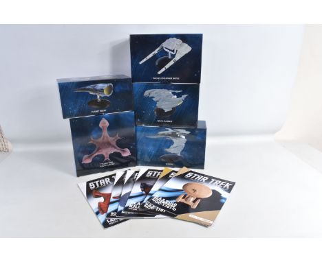 A COLLECTION OF FIVE EAGLEMOSS SPECIAL ISSUE STAR TREK OFFICIAL STARSHIP COLLECTION MODELS AND MAAZINES, to include a No.17. 