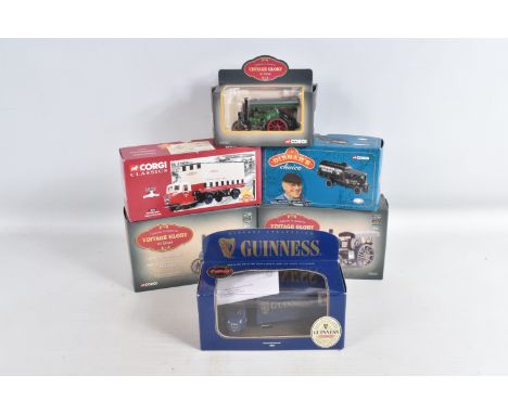 SIX BOXED 1:50 SCALE DIECAST CORGI MODELS, to include a  British Rail Scammell Scarab, no. 15003, a Guinness Scammell Scarab.