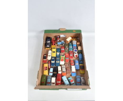 A QUANTITY OF UNBOXED AND ASSORTED PLAYWORN DIECAST VEHICLES, majority are 1960's and 1970's Corgi and Dinky cars, to include
