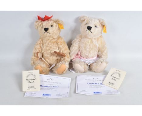 TWO UNBOXED STEIFF FOR DANBURY MINT 'BEARS OF THE WEEK' COLLECTION TEDDY BEARS, 'Monday's Bear' No.654596 and 'Tuesday's Bear
