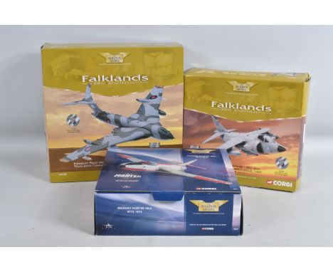 THREE BOXED LIMITED EDITION CORGI AVIATION ARCHIIVE DIECAST MILITARY MODELS, to include a 1:72 scale Falklands 20th Anniversa