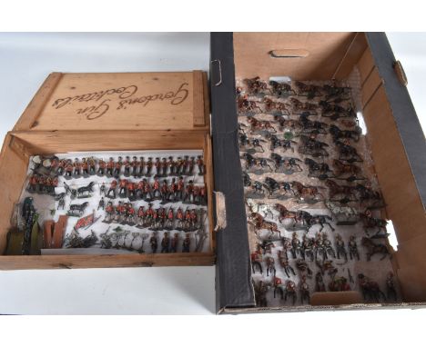 A COLLECTION OF HOLLOWCAST LEAD SOLDIER FIGURES, majority are British Guardsmen and Bandsmen figures, mixture of mounted and 