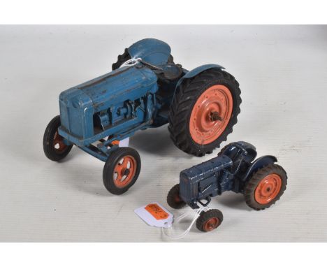 A UNBOXED CHAD VALLEY 1/16 SCALE CLOCKWORK NEW FORDSON MAJOR TRACTOR, No.9235, blue body, orange hubs, rubber tyres, version 