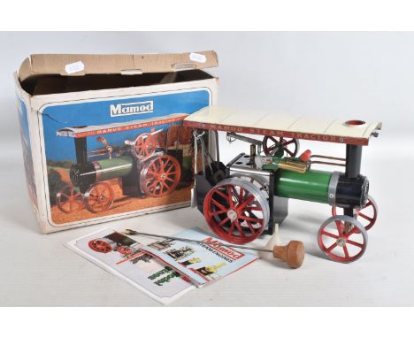 A BOXED MAMOD TE1A LIVE STEAM TRACTION ENGINE, model has been fired, box includes its steering rod, funnel, canopy, burner an