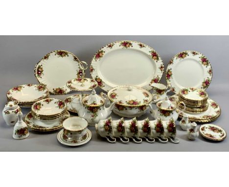 ROYAL ALBERT OLD COUNTRY ROSES EXTENSIVE DINNER &amp; TEA SERVICE - including circular lidded two handled tureen, two tier ca