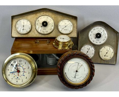 EDWARD LANGFORD BRISTOL EDWARDIAN WALL BAROMETER, the circular oak case with carved rope twist edge, cream enamel dial, signe