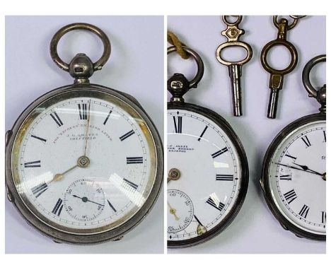GENT'S SILVER POCKET WATCH - 'The Express English Lever', having a white dial, Roman numerals and sweep seconds dial, Chester