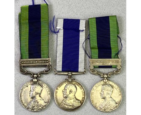 GEORGE V MIXED MEDALS GROUP OF 3 - a Navy Long Service and Good Conduct awarded to 302785 Harry Wilkins. LDG.STO.HMS Galatea,
