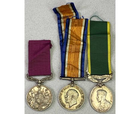 MIXED GROUP OF 3 WAR MEDALS - a 1914-1918 British War medal awarded to 53656 G N R. J. McGreal. R.A., George V Crowned Head T