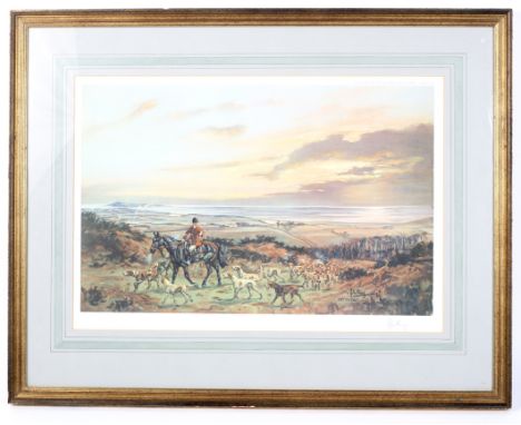 A John Gregory King signed print, 'Cattistock' signed in pencil 'John King', 36.5cm x 53cm, framed and glazed