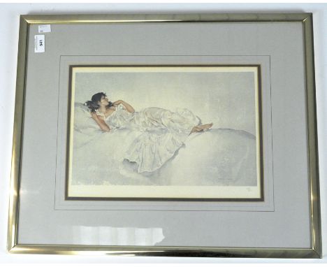 Sir William Russel Flint, RA,ROI (Scottish 1880-1969) A limited edition framed and glazed print of a reclining lady with Fine